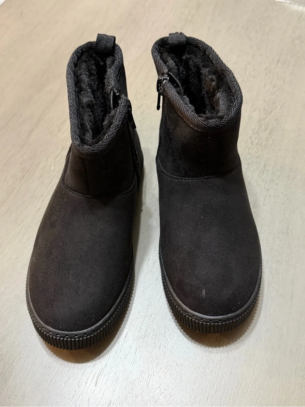 Cat & Jack Black Suede Ankle Boots Size 11